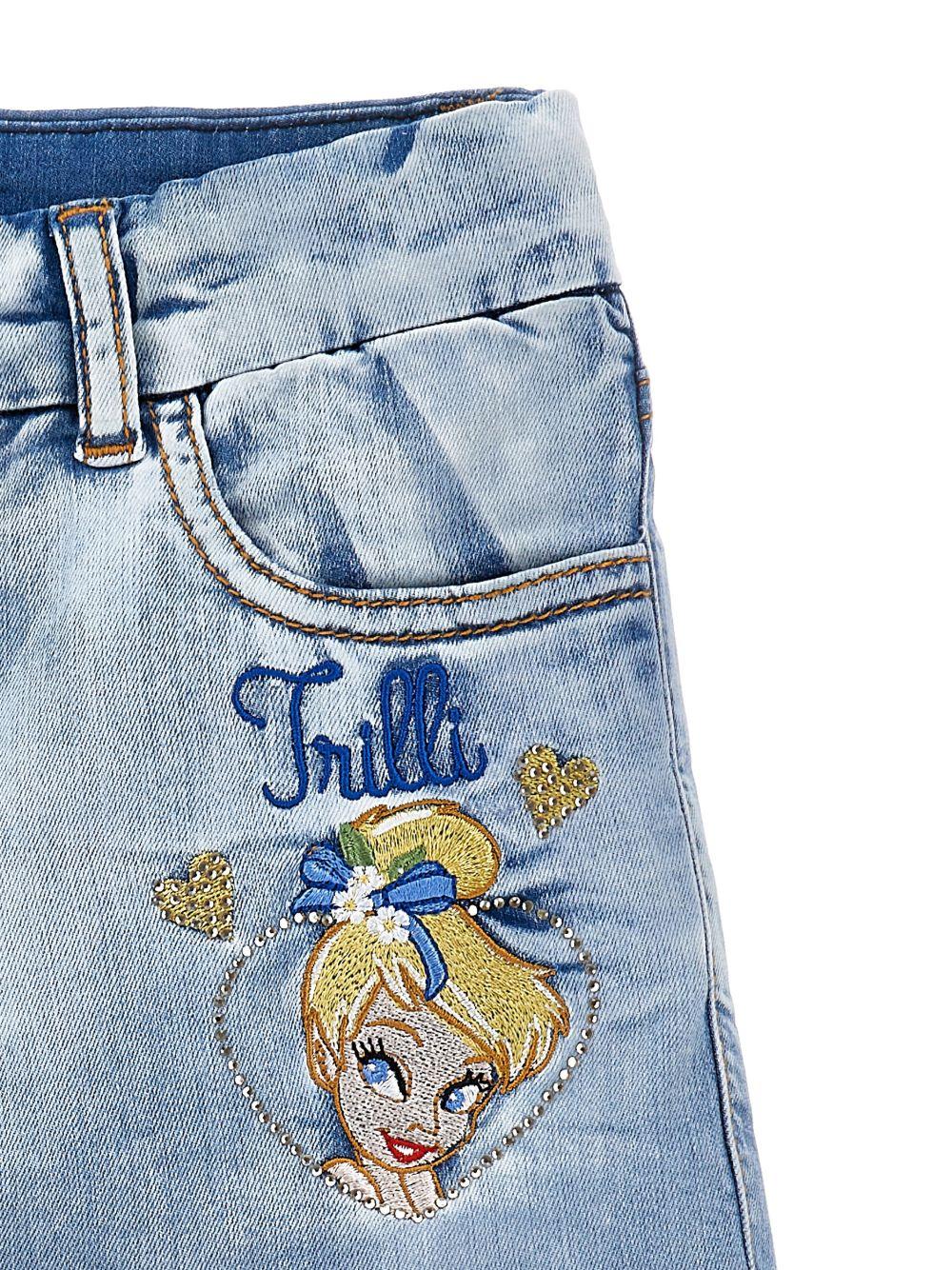 Shorts per bambina Monnalisa x Disney in denim con ricamo - Rubino Kids