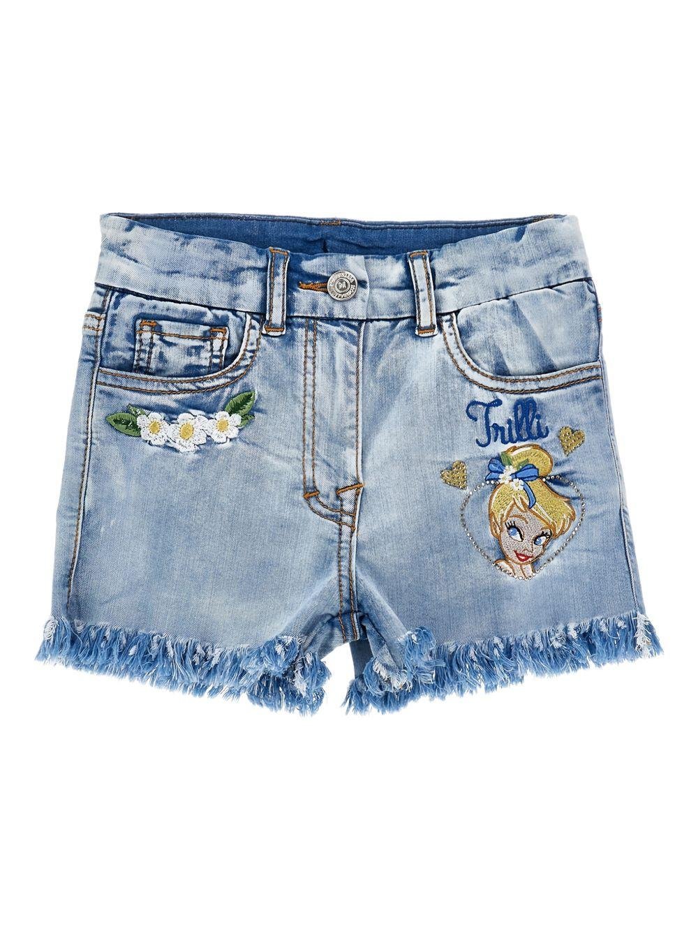 Shorts per bambina Monnalisa x Disney in denim con ricamo - Rubino Kids