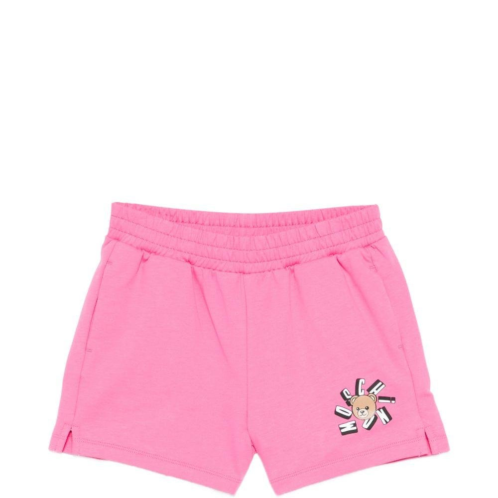 Shorts per bambina Moschino Kids rosa con stampa Teddy Bear - Rubino Kids