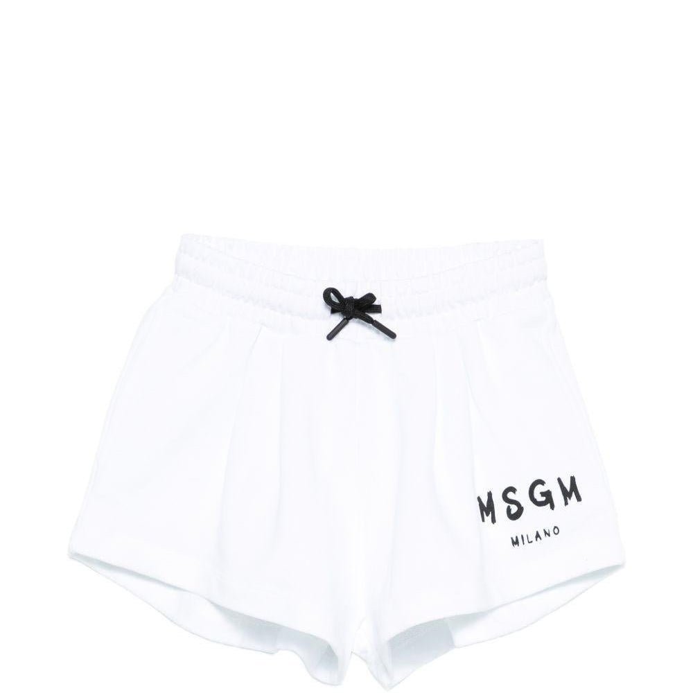 Shorts per bambina MSGM Kids bianchi con dettagli a contrasto - Rubino Kids