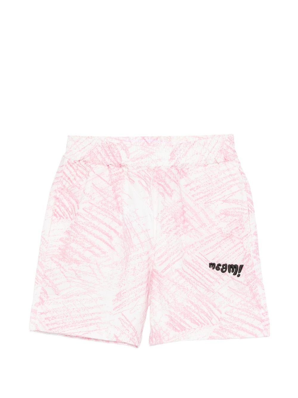 Shorts per bambina MSGM Kids bianco con stampa grafica all - over - Rubino Kids