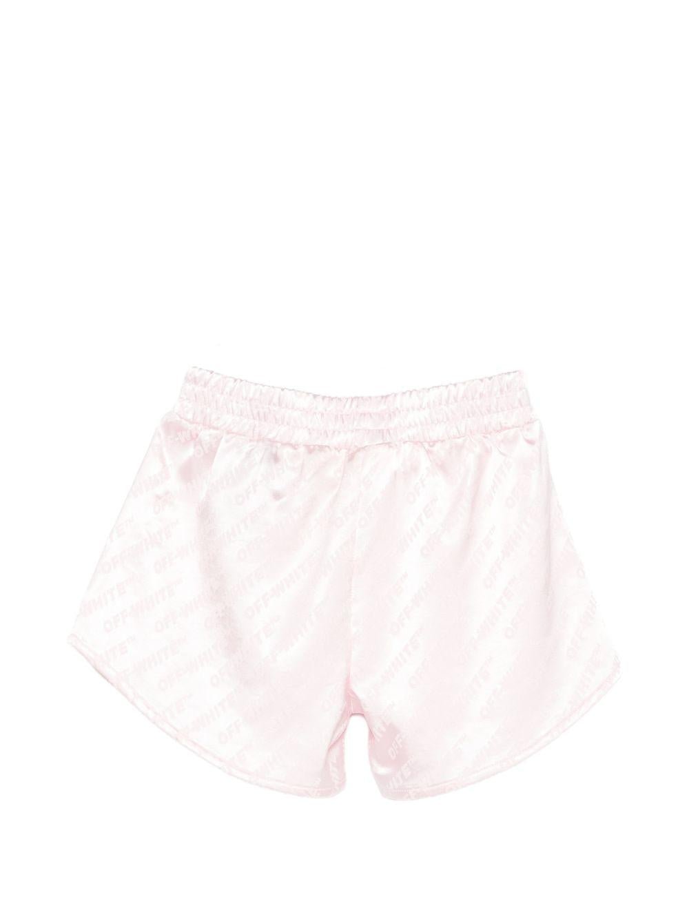 Shorts per bambina Off - White Kids rosa con stampa logo - Rubino Kids