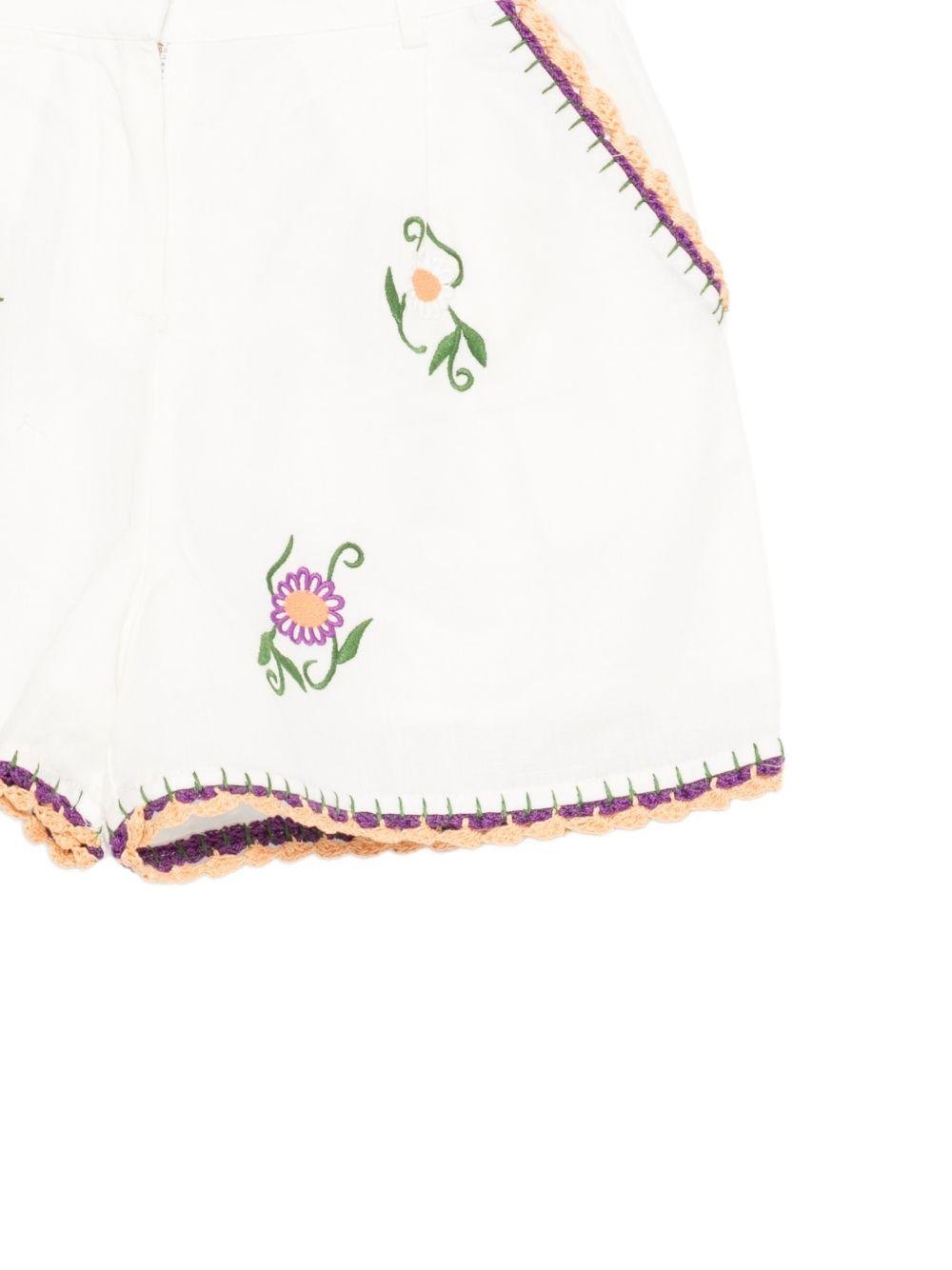 Shorts per bambina Stella McCartney Kids bianco con ricamo floreale - Rubino Kids