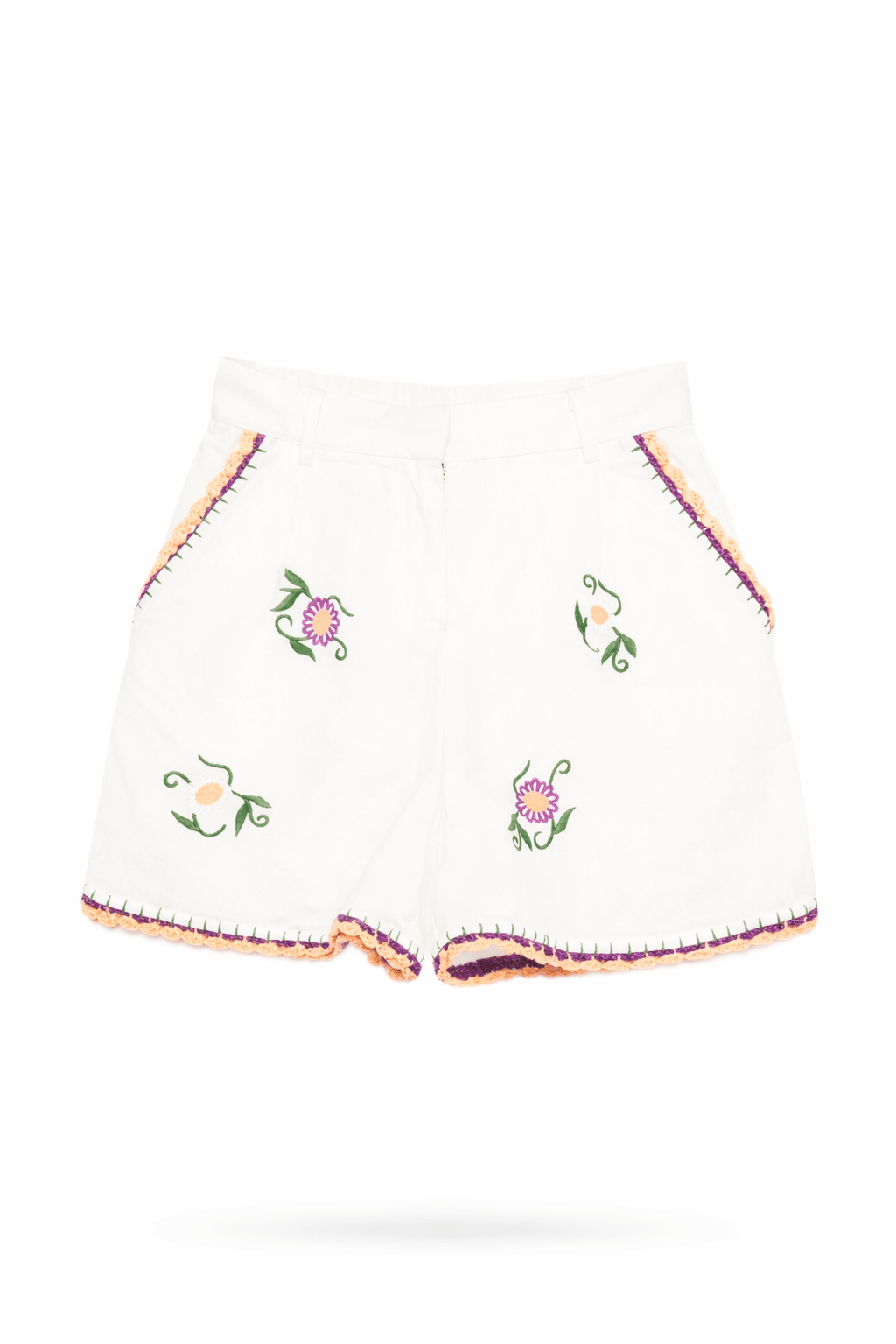 Shorts per bambina Stella McCartney Kids bianco con ricamo floreale - Rubino Kids