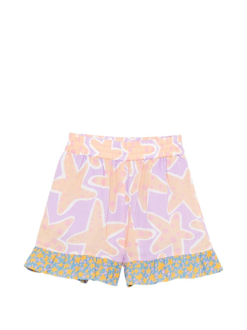 Shorts per bambina Stella McCartney Kids multicolore con stampa stelle marine - Rubino Kids