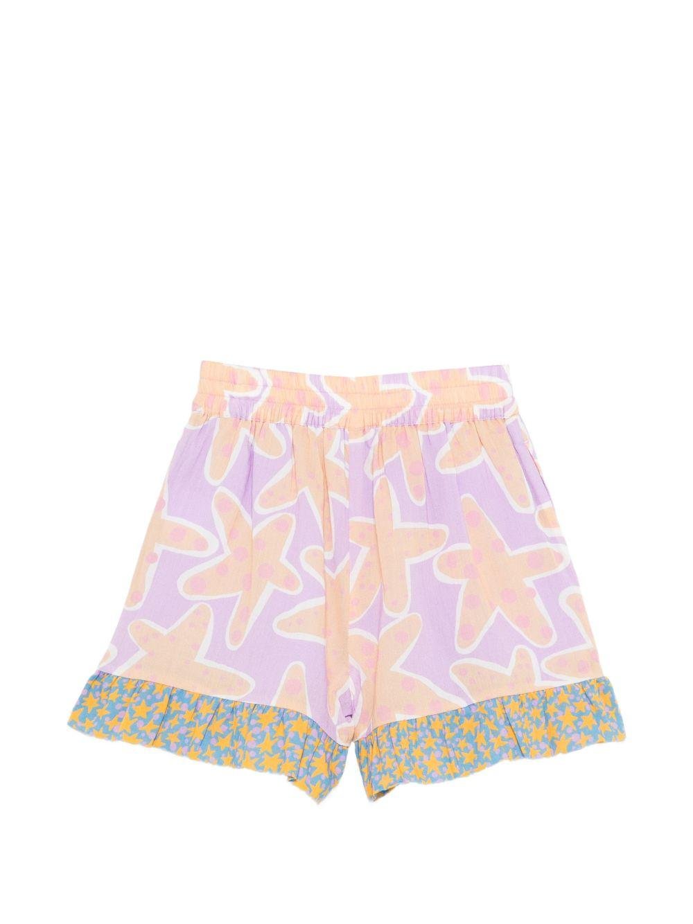 Shorts per bambina Stella McCartney Kids multicolore con stampa stelle marine - Rubino Kids