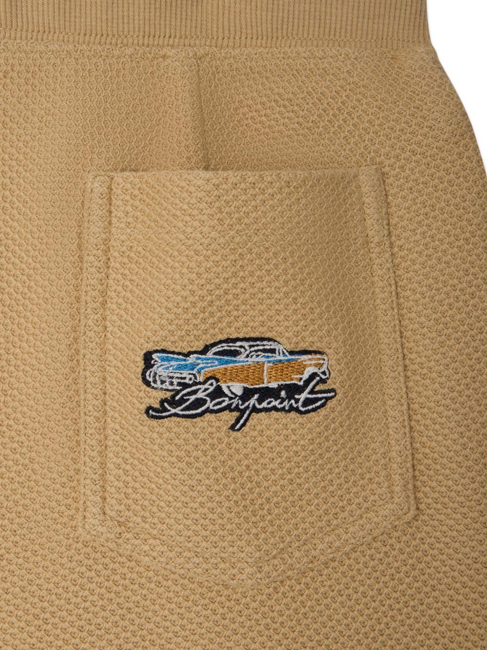 Shorts per bambino Bonpoint beige con ricamo logo sul retro - Rubino Kids