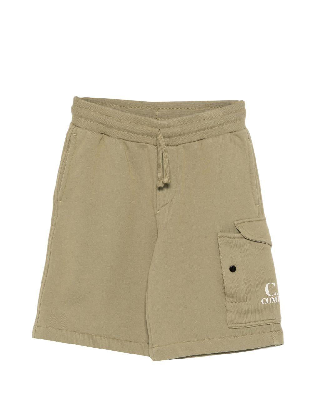 Shorts per bambino C.P. Company Kids verde con logo sul davanti - Rubino Kids