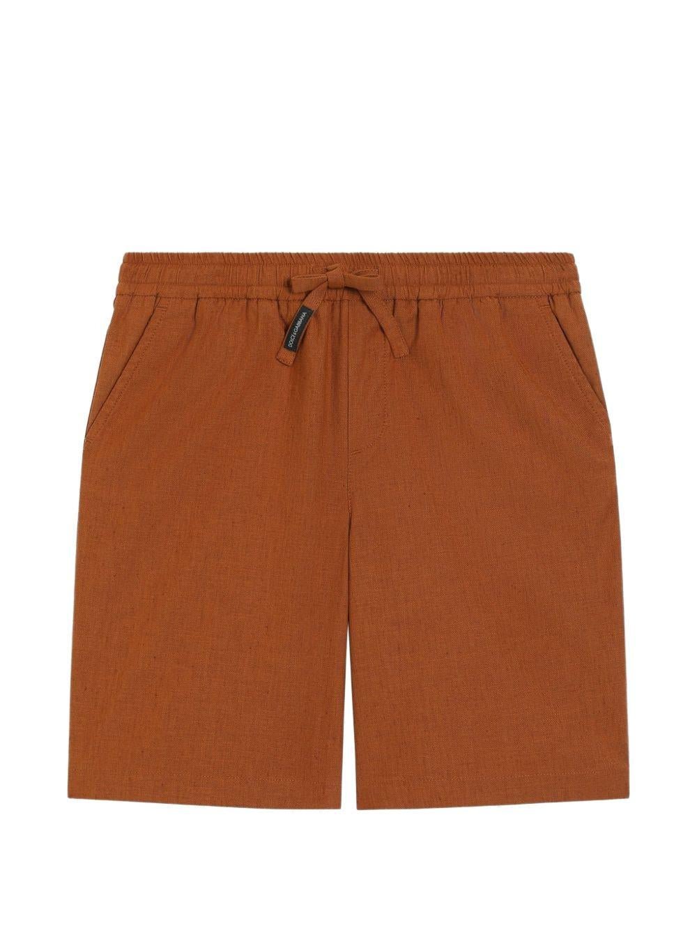 Shorts per bambino Dolce & Gabbana Kids marroni con vita elasticizzata - Rubino Kids