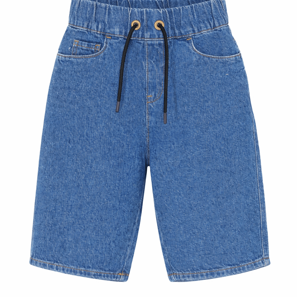 Shorts per bambino Emporio Armani Kids denim con chiusura con coulisse - Rubino Kids