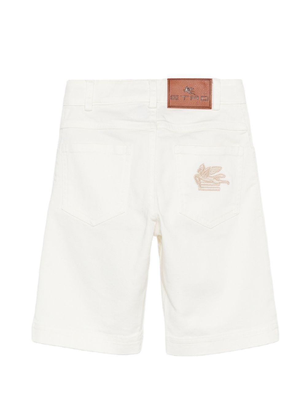 Shorts per bambino Etro Kids bianco con applicazione logo - Rubino Kids