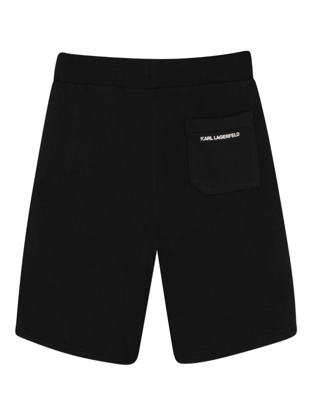 Shorts per bambino Karl Lagerfeld Kids neri con logo sul davanti - Rubino Kids