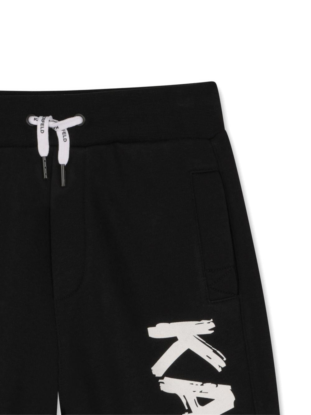 Shorts per bambino Karl Lagerfeld Kids neri con logo sul davanti - Rubino Kids