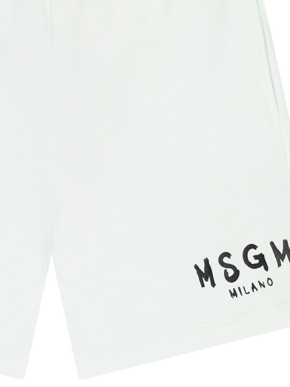 Shorts per bambino MSGM Kids bianco con coulisse e tasche - Rubino Kids
