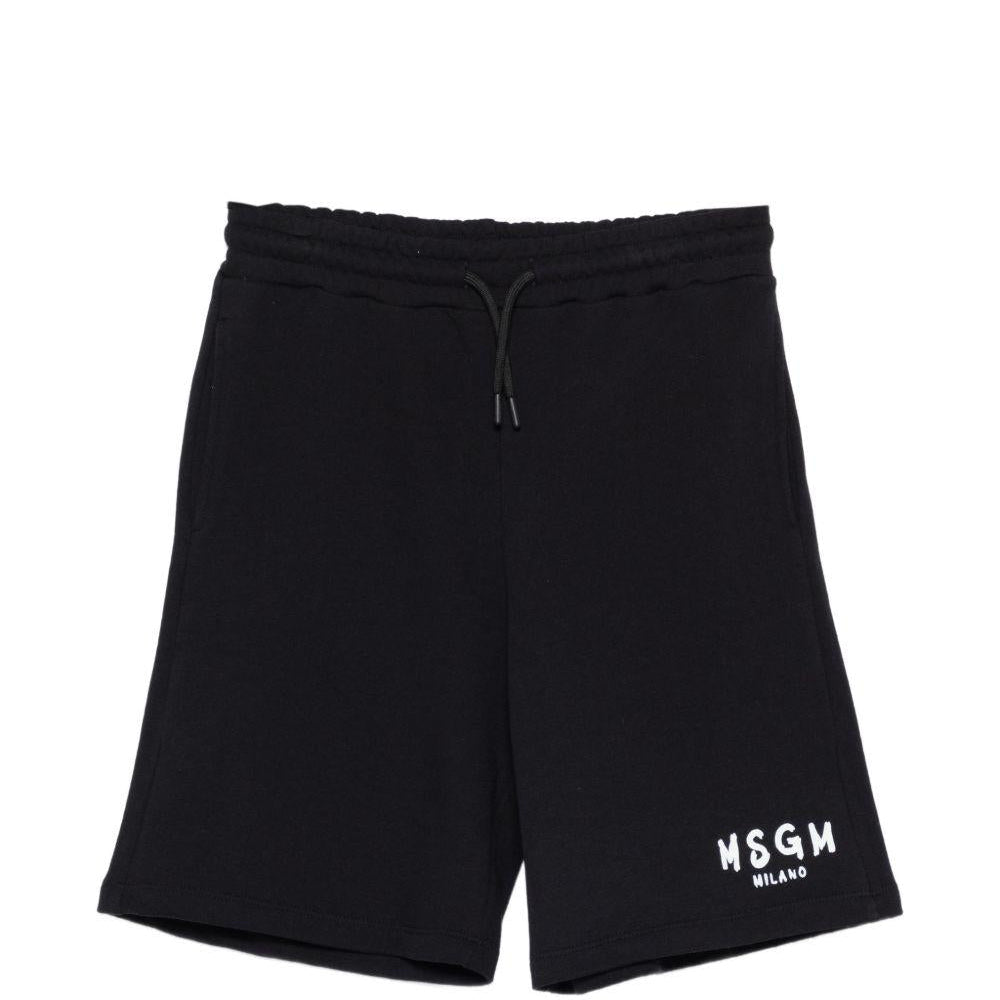 Shorts per bambino MSGM Kids nero con vita elasticizzato - Rubino Kids