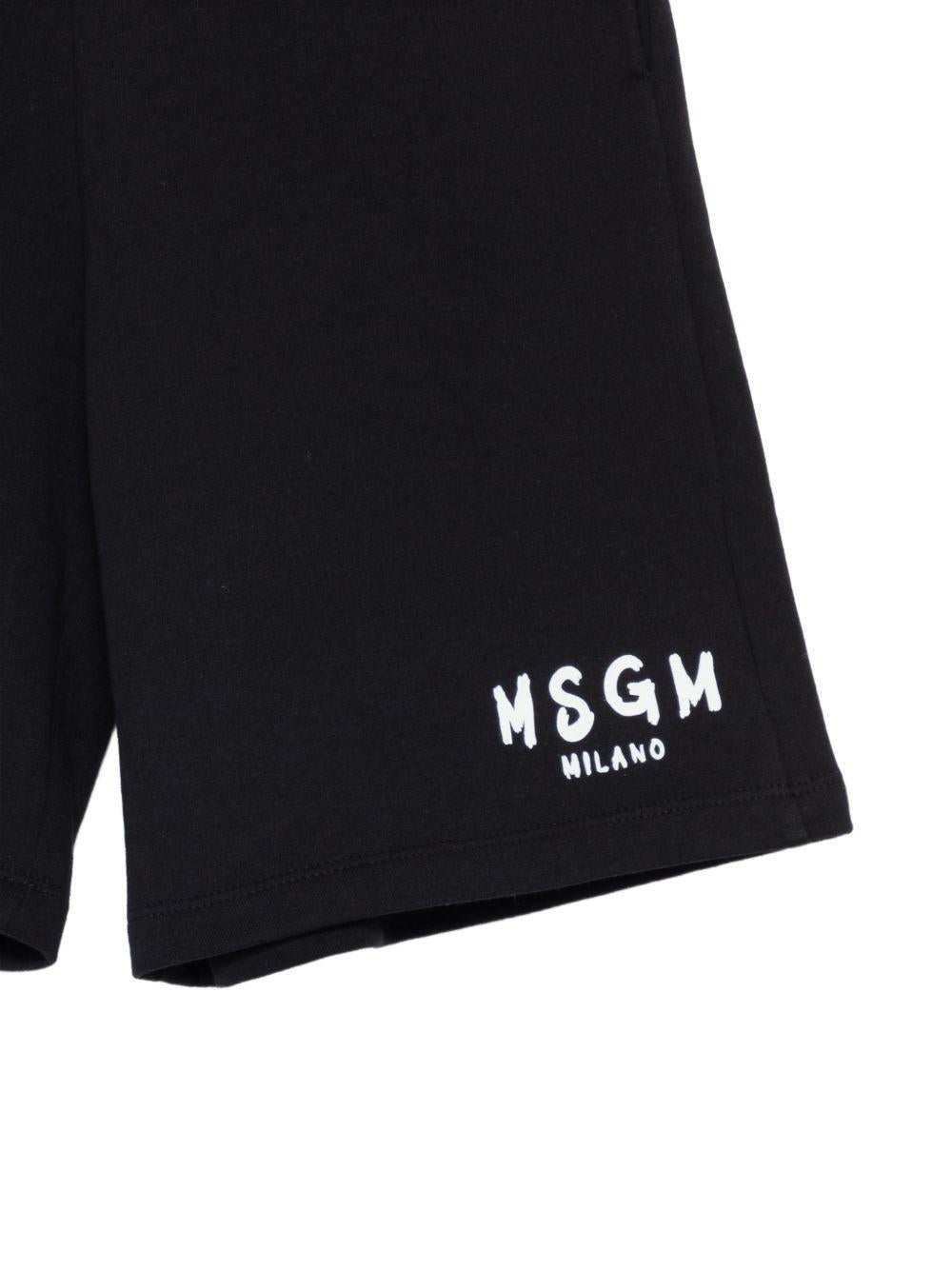 Shorts per bambino MSGM Kids nero con vita elasticizzato - Rubino Kids