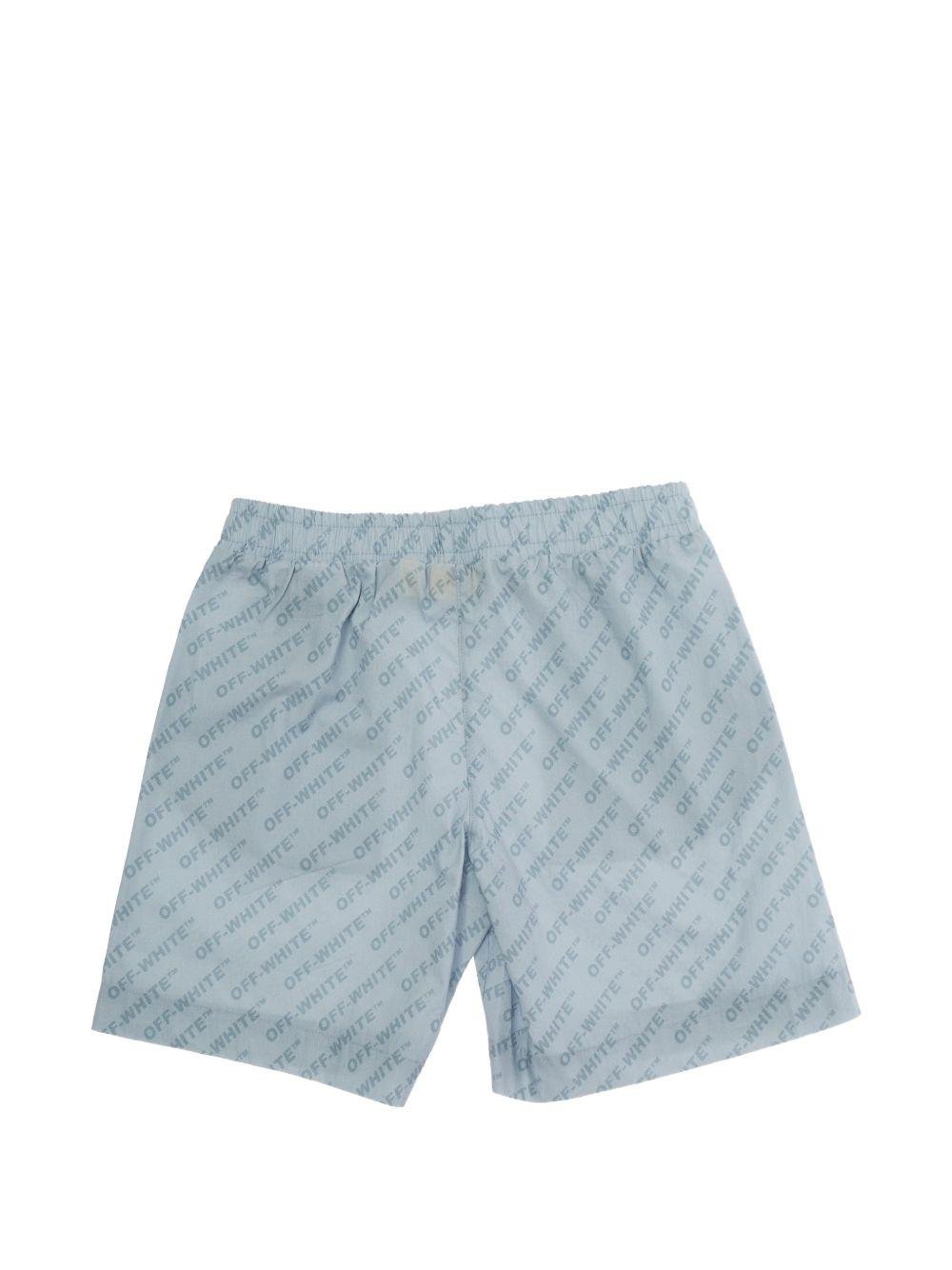 Shorts per bambino Off - White Kids azzurri con stampa logo all - over - Rubino Kids