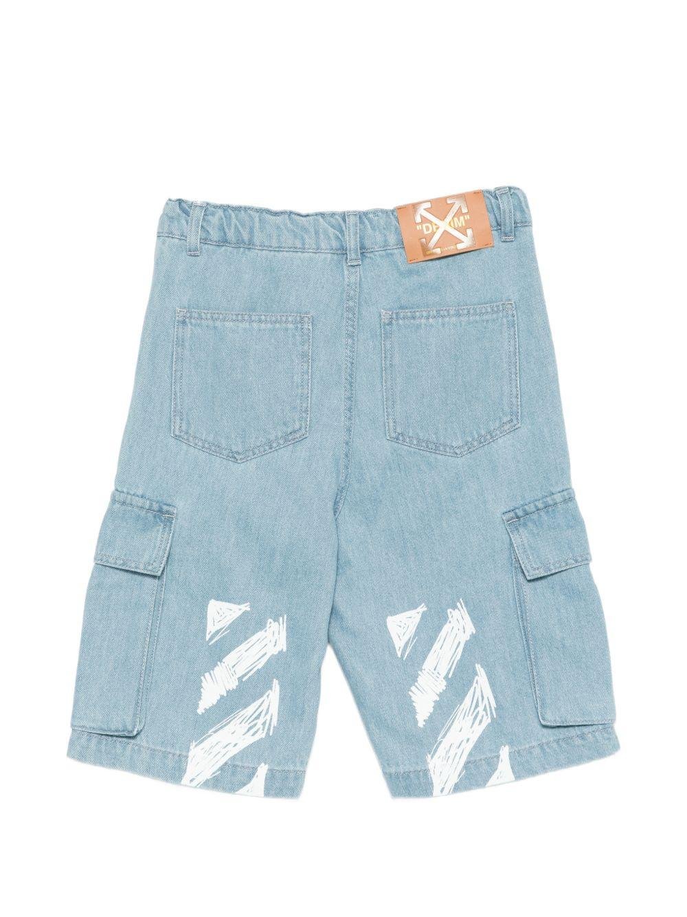 Shorts per bambino Off - White Kids azzurri con tasche cargo - Rubino Kids