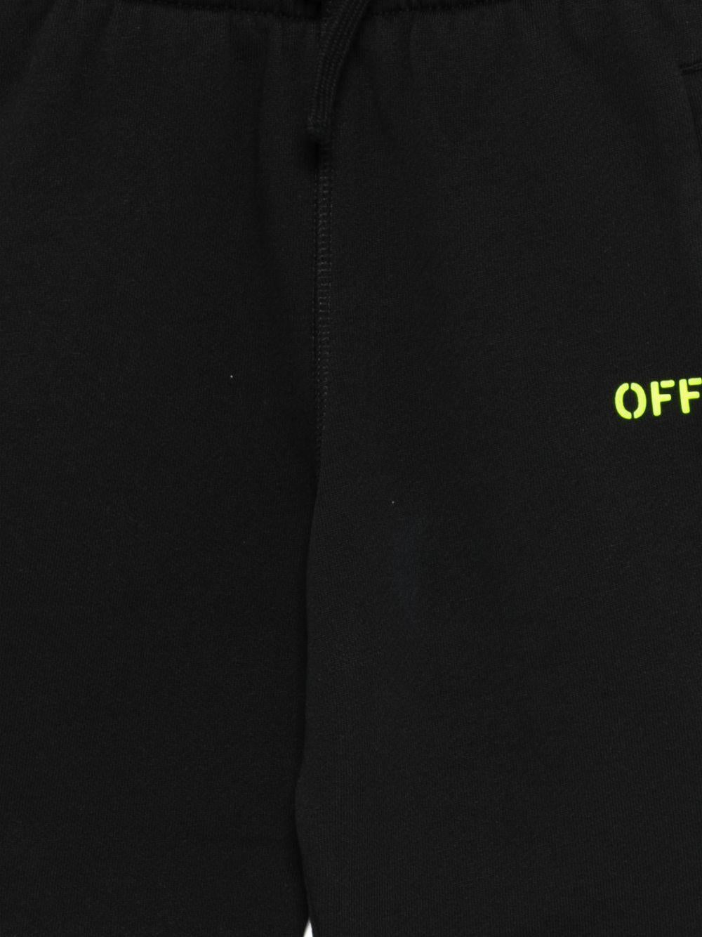 Shorts per bambino Off - White Kids neri con logo sul davanti - Rubino Kids