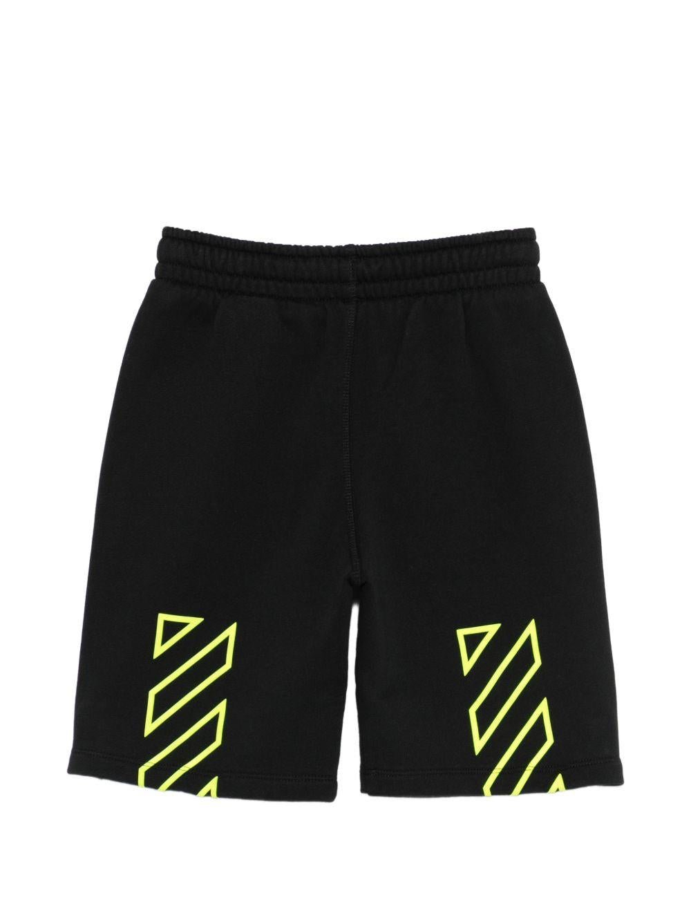 Shorts per bambino Off - White Kids neri con logo sul davanti - Rubino Kids