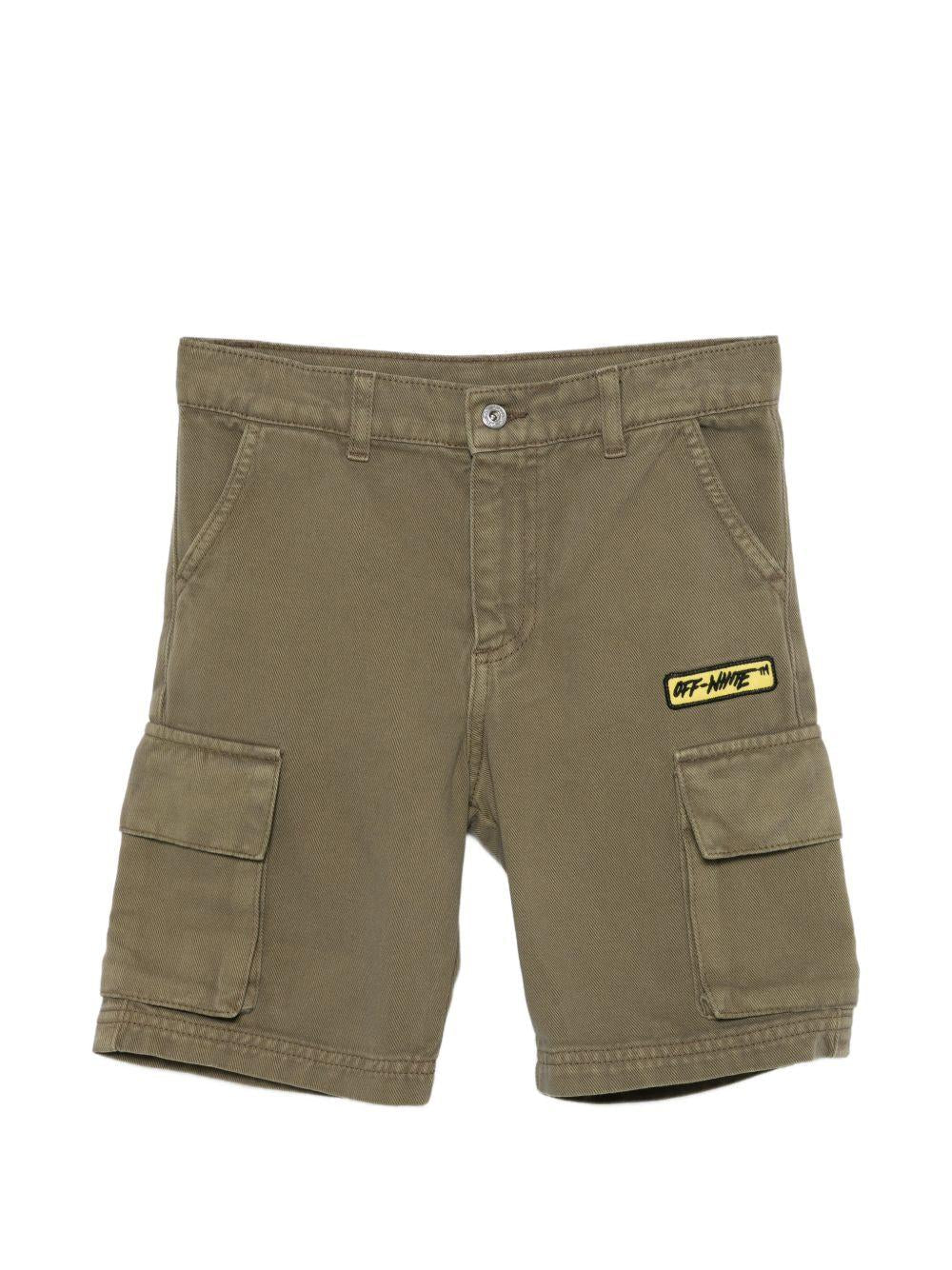 Shorts per bambino Off - White Kids verde con tasche cargo - Rubino Kids