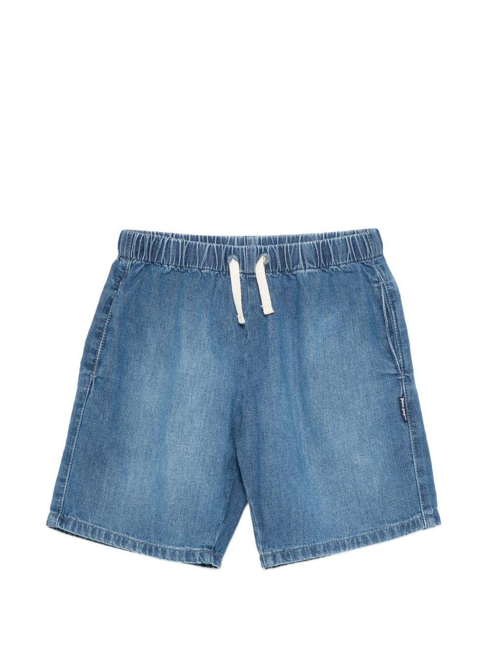 Shorts per bambino Palm Angels Kids denim con logo sul retro - Rubino Kids