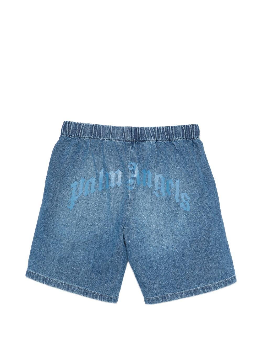 Shorts per bambino Palm Angels Kids denim con logo sul retro - Rubino Kids