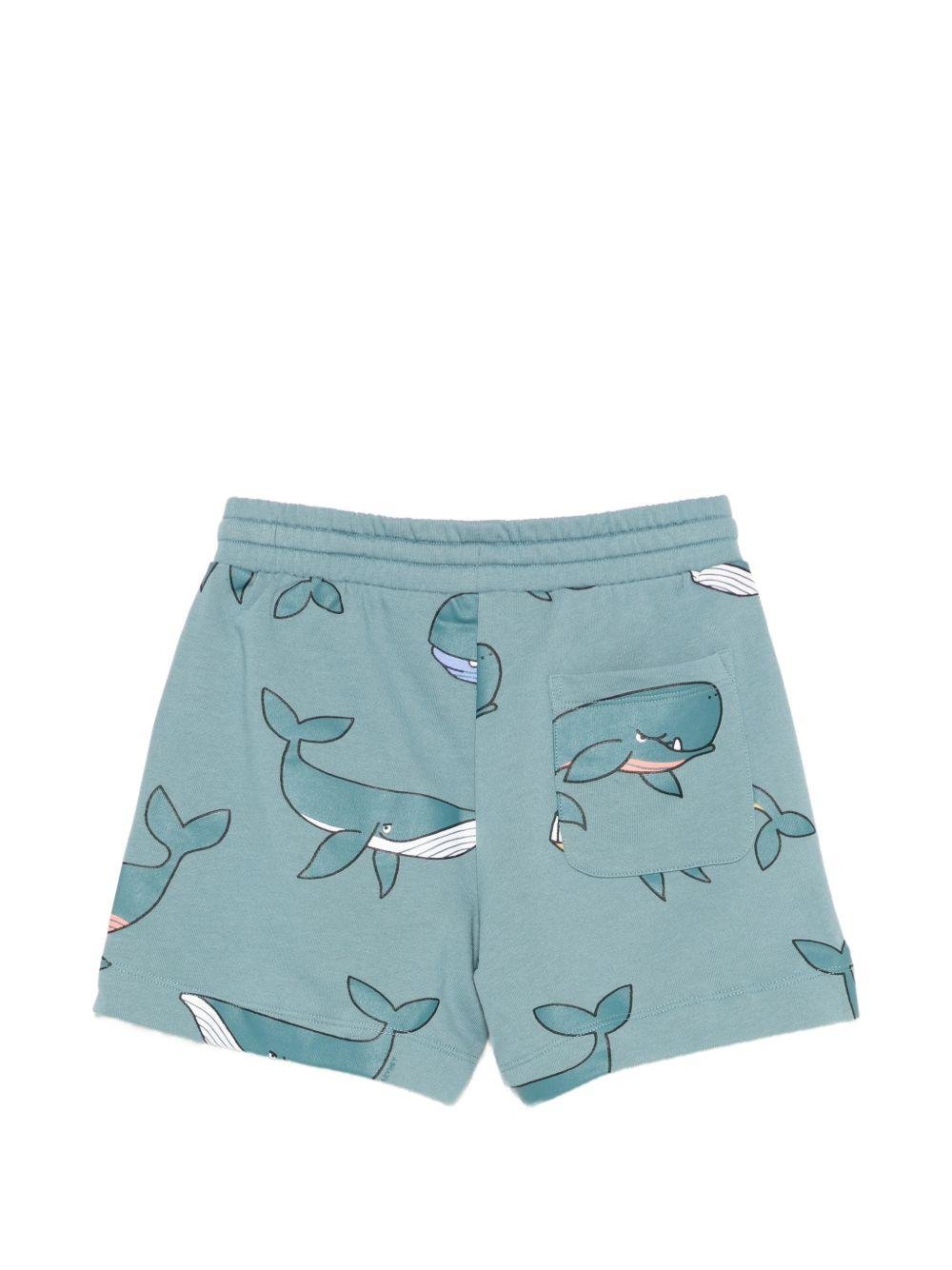 Shorts per bambino Stella McCartney Kids blu con stampa balene all - over - Rubino Kids