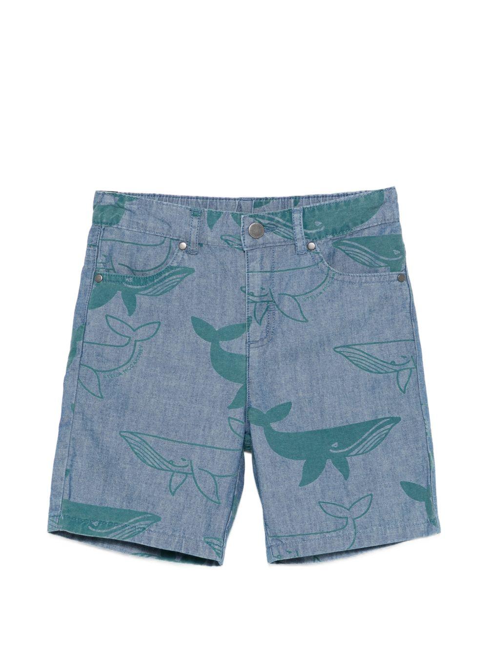 Shorts per bambino Stella McCartney Kids blu con stampa grafica - Rubino Kids