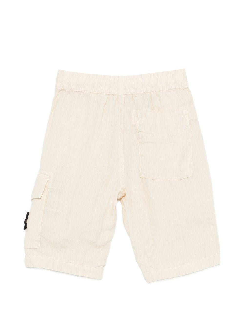 Shorts per bambino Stone Island Junior beige con applicazione logo - Rubino Kids