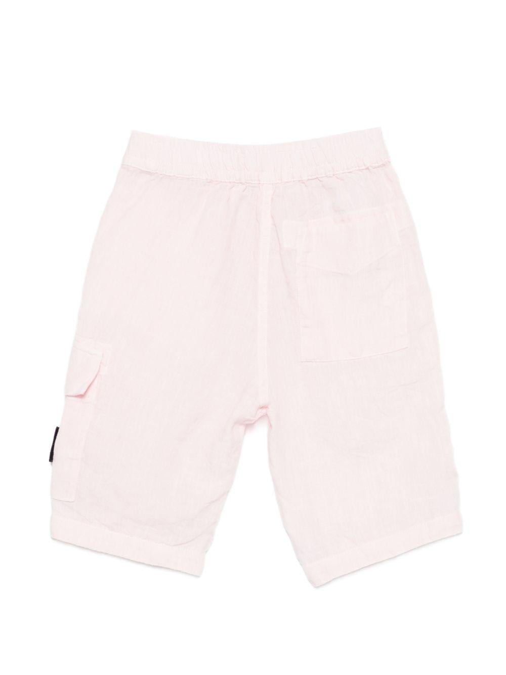 Shorts per bambino Stone Island Junior rosa con applicazione con logo - Rubino Kids
