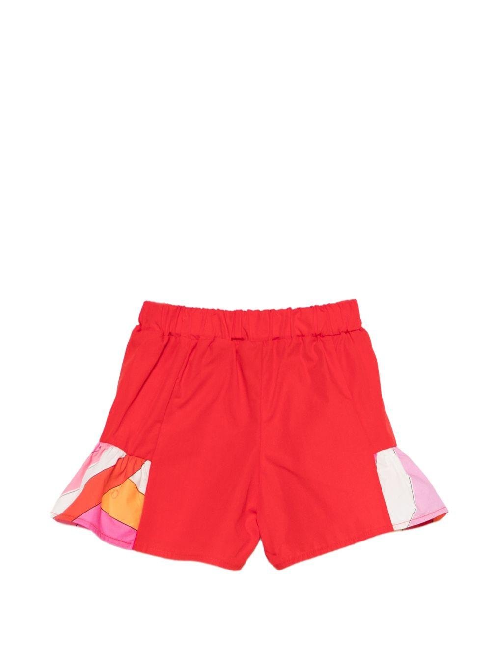 Shorts per neonata Emilio Pucci Junior rossi con inserti decorati - Rubino Kids
