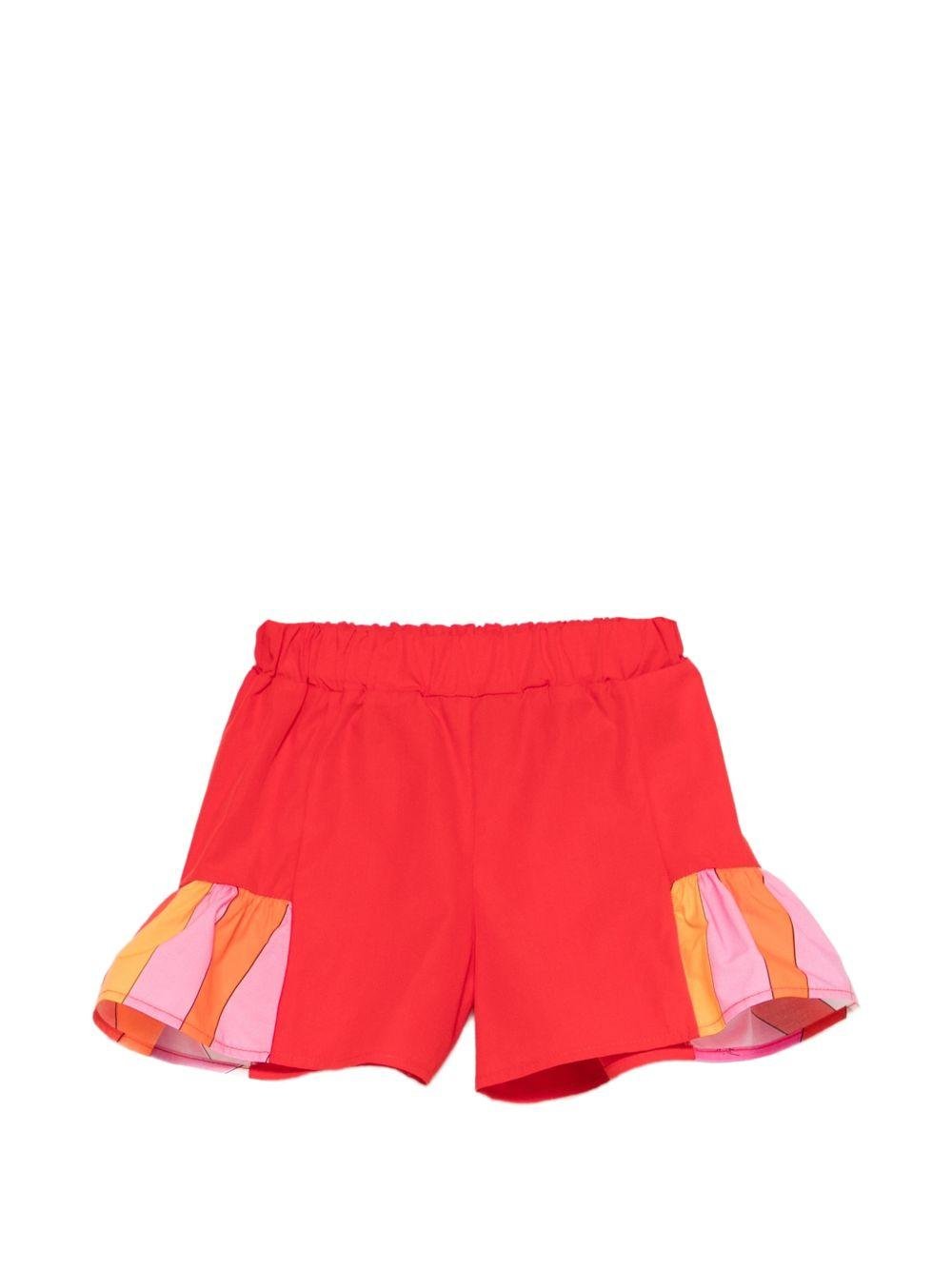 Shorts per neonata Emilio Pucci Junior rossi con inserti decorati - Rubino Kids