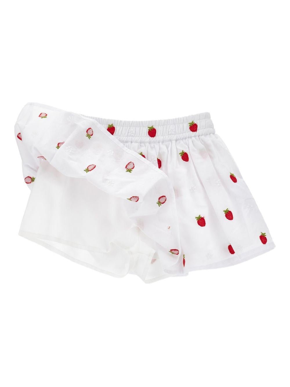 Shorts per neonata Monnalisa bianco con dettaglio ricamato - Rubino Kids