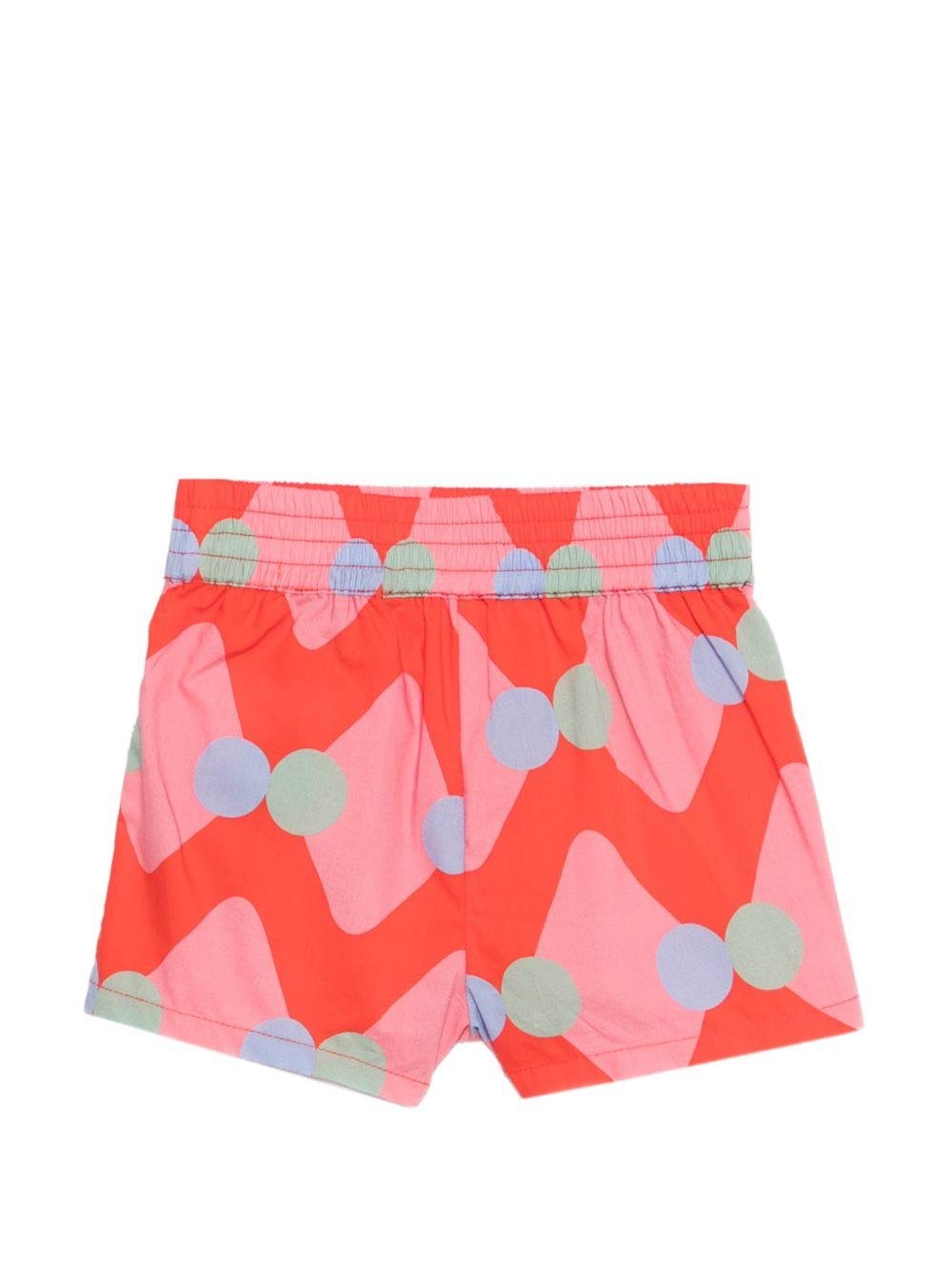 Shorts per neonata Stella McCartney Kids rosa con stampa a pois azzurri - Rubino Kids