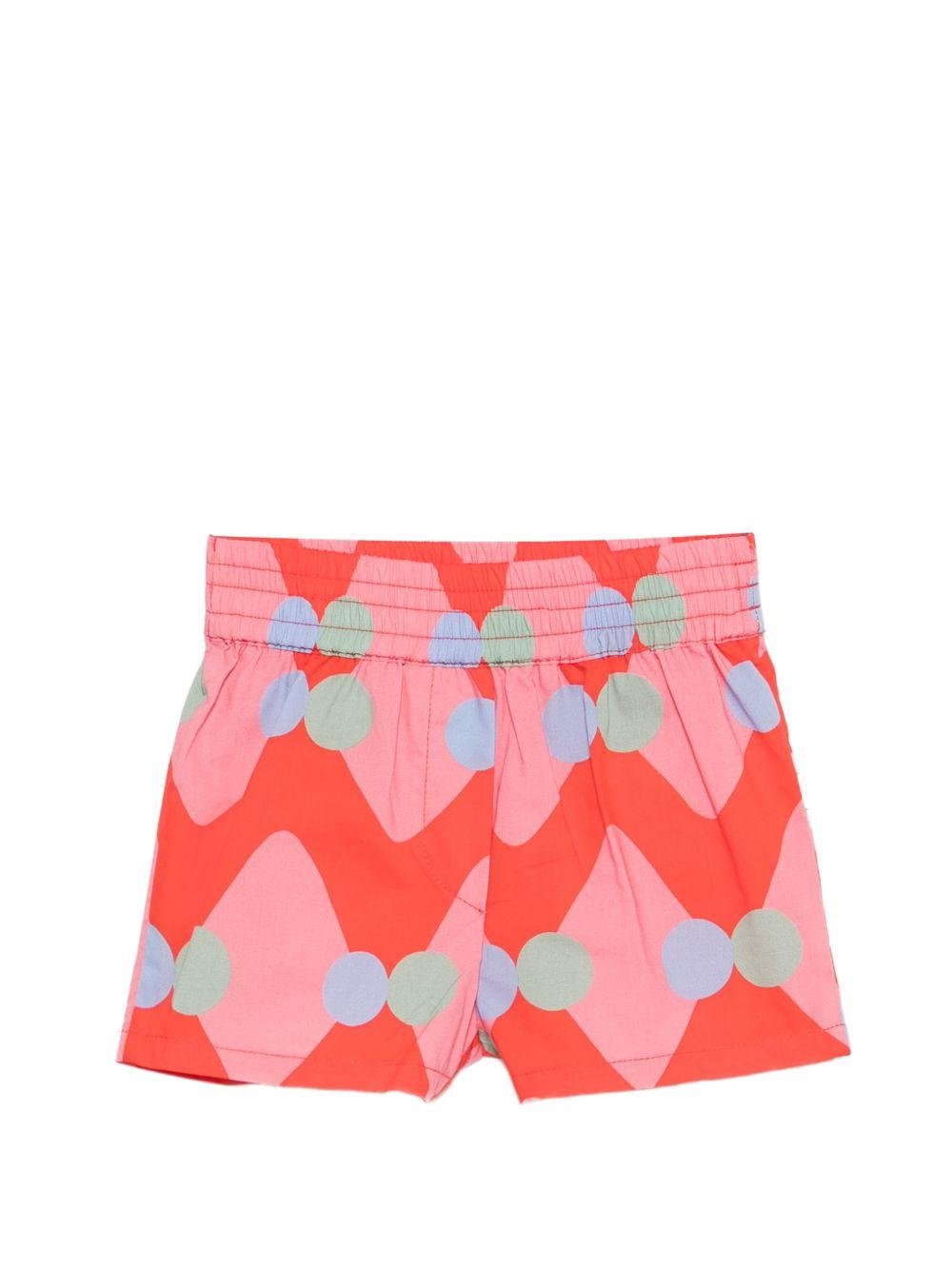 Shorts per neonata Stella McCartney Kids rosa con stampa a pois azzurri - Rubino Kids