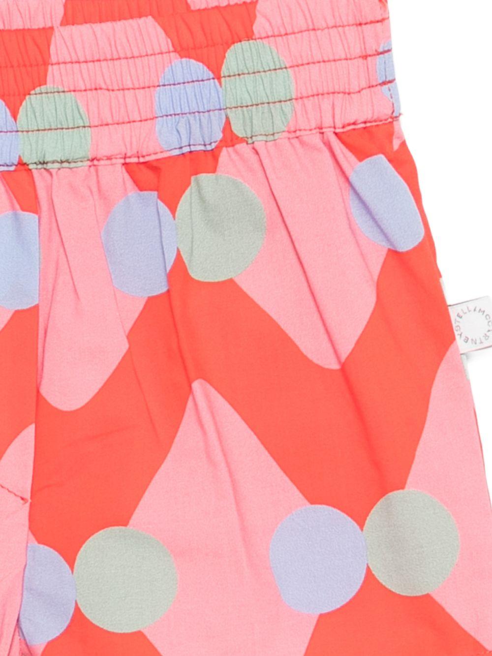 Shorts per neonata Stella McCartney Kids rosa con stampa a pois azzurri - Rubino Kids