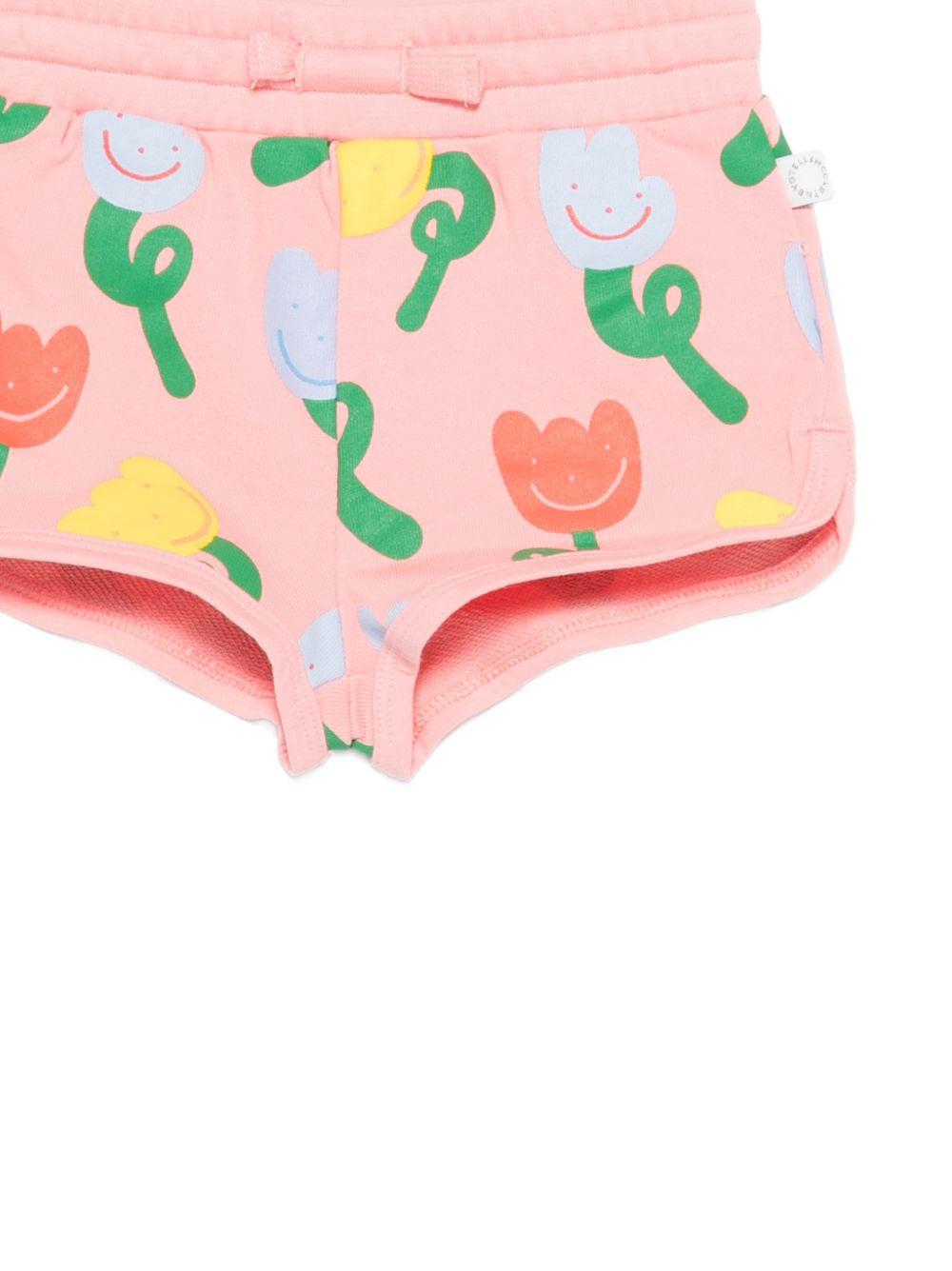 Shorts per neonata Stella McCartney Kids rosa con stampa floreale all - over - Rubino Kids