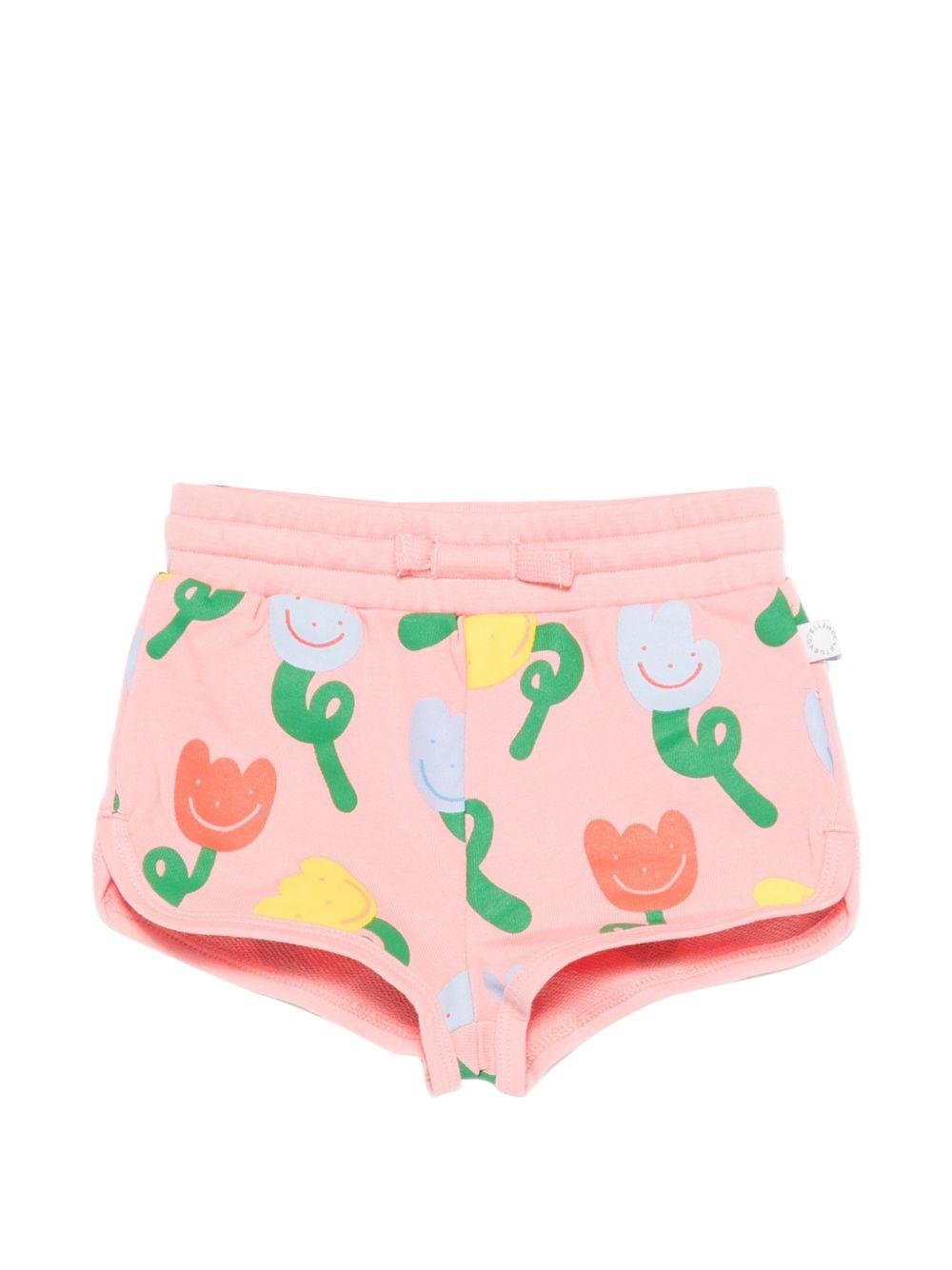 Shorts per neonata Stella McCartney Kids rosa con stampa floreale all - over - Rubino Kids