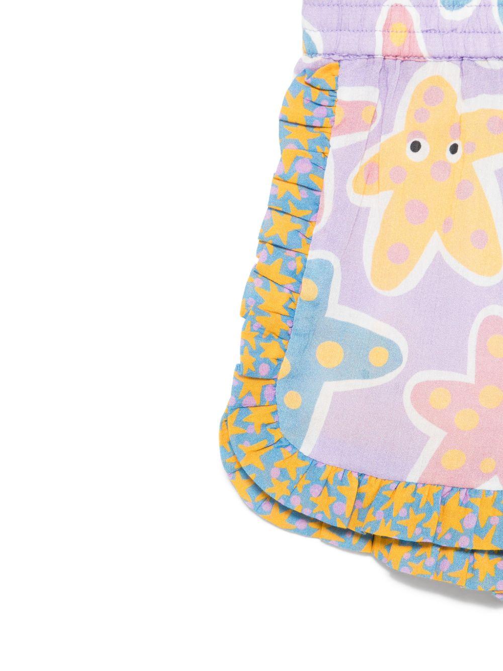 Shorts per neonata Stella McCartney Kids viola con stampa stelle marine all - over - Rubino Kids