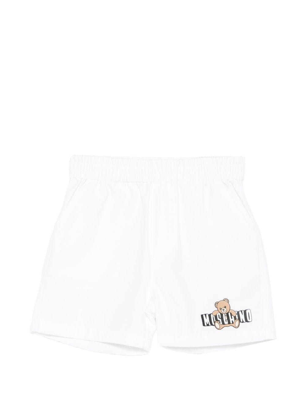 Shorts per neonati Moschino Kids bianchi con orsetto sul davanti - Rubino Kids