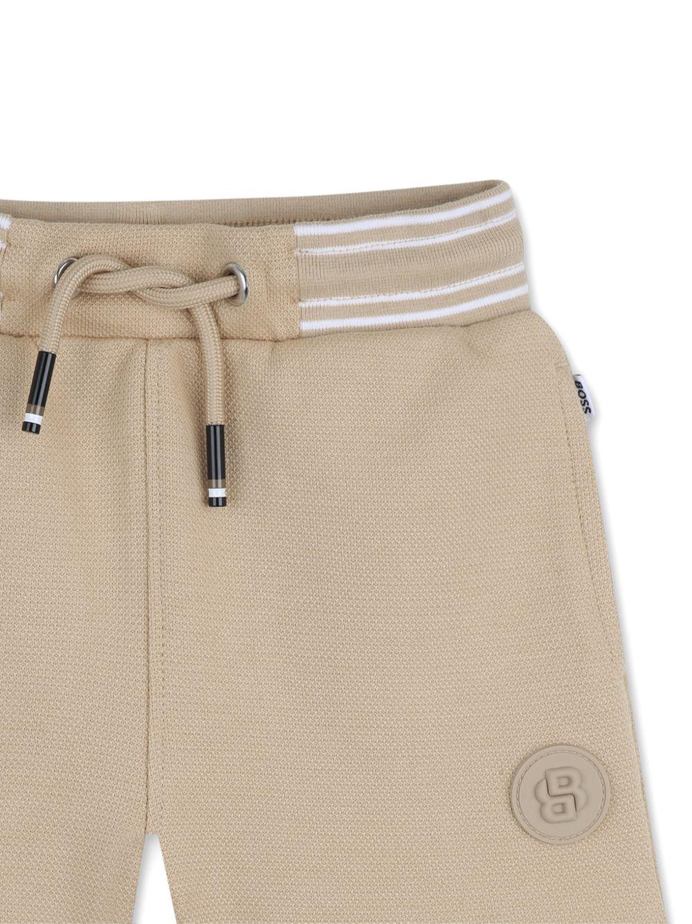 Shorts per neonato Boss Kids marrone chiaro con vita a righe - Rubino Kids