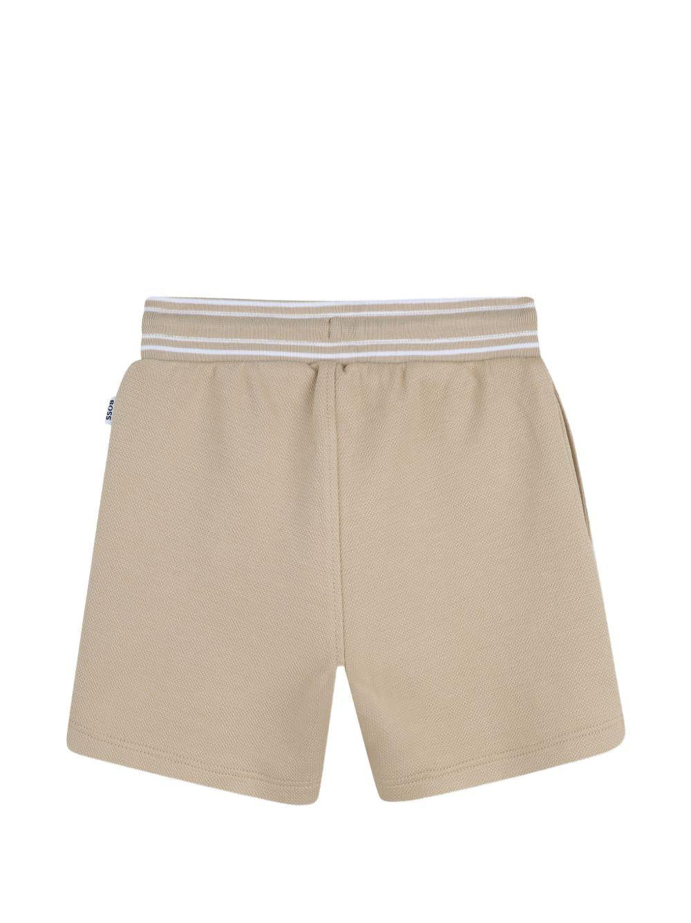 Shorts per neonato Boss Kids marrone chiaro con vita a righe - Rubino Kids