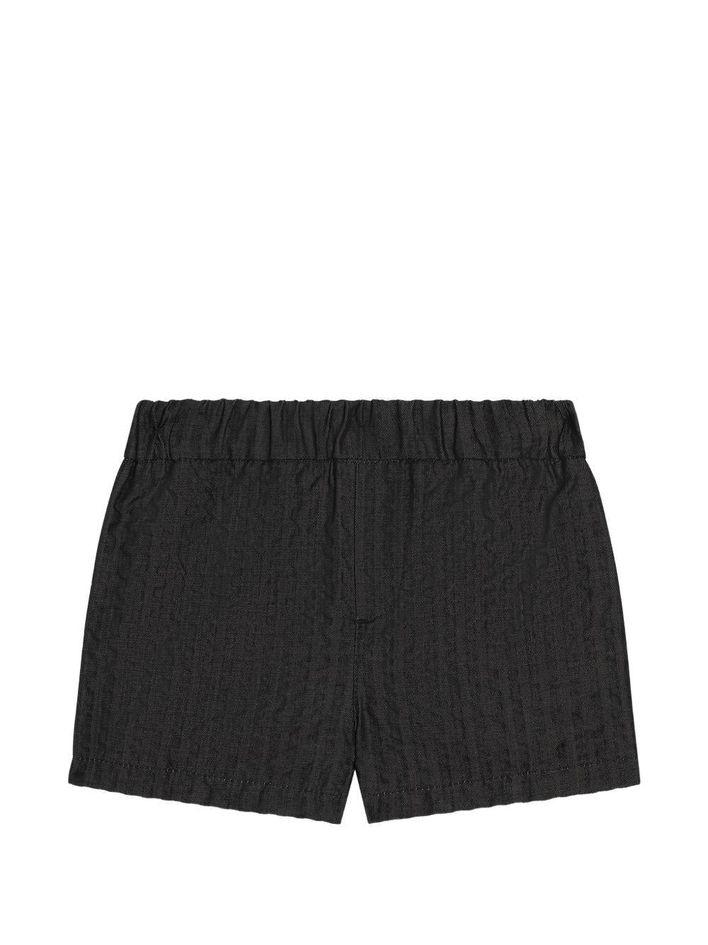 Shorts per neonato Dolce & Gabbana Kids neri con logo ricamato sul davanti - Rubino Kids