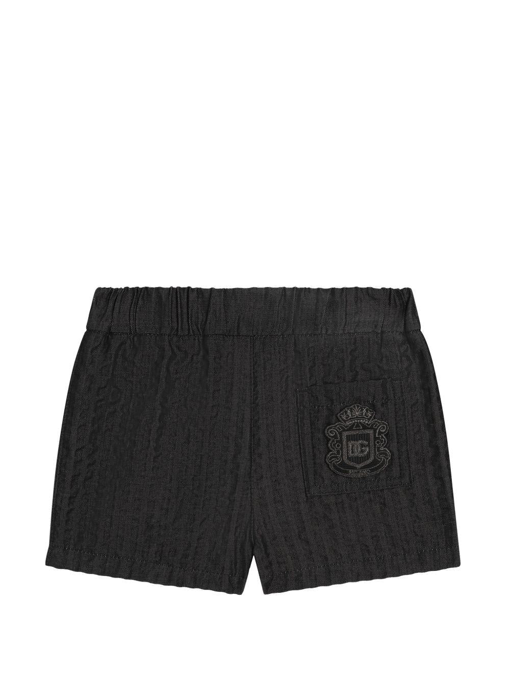 Shorts per neonato Dolce & Gabbana Kids neri con logo ricamato sul davanti - Rubino Kids