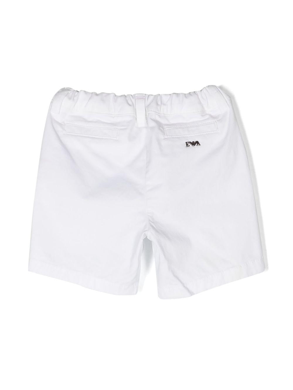 Shorts per neonato Emporio Armani Kids bianchi con placca con logo - Rubino Kids