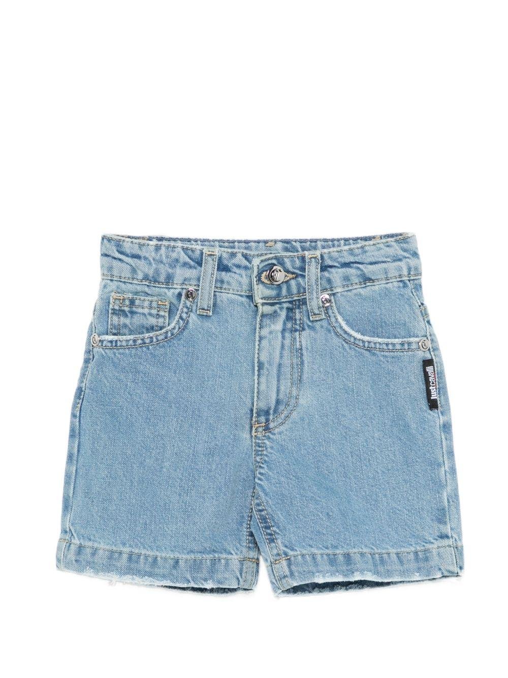 Shorts per neonato Just Cavalli Kids in denim con effetto vissuto - Rubino Kids