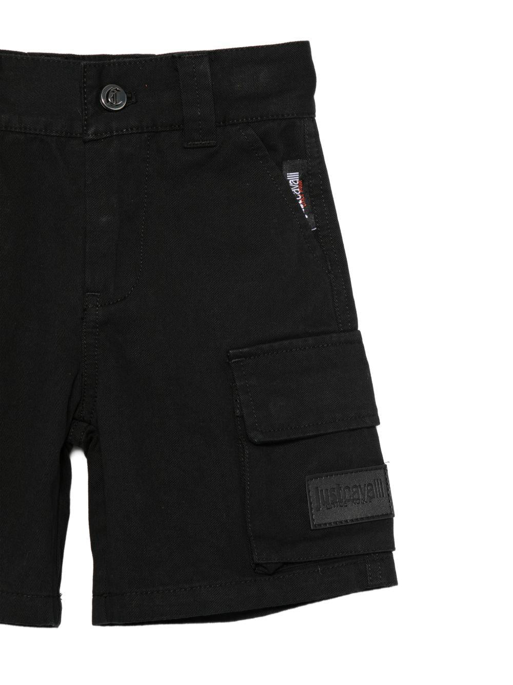Shorts per neonato Just Cavalli Kids neri con tasche cargo - Rubino Kids