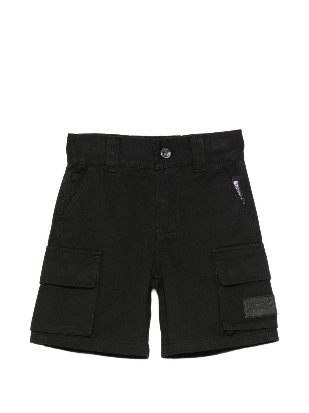 Shorts per neonato Just Cavalli Kids neri con tasche cargo - Rubino Kids