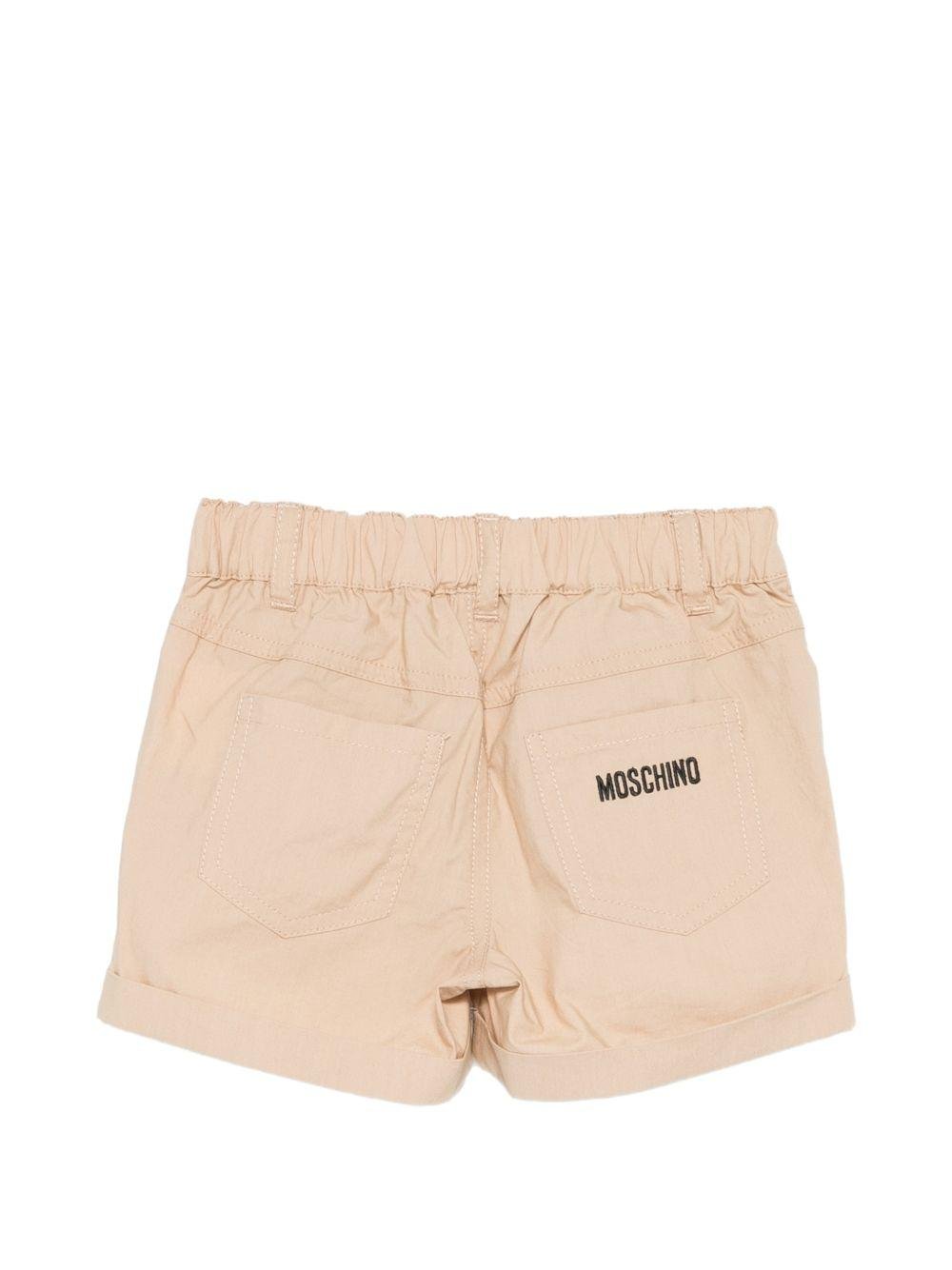 Shorts per neonato Moschino Kids beige con logo sul retro - Rubino Kids